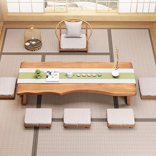 Table basse en bois massif de style japonais pour repas convivial au sol