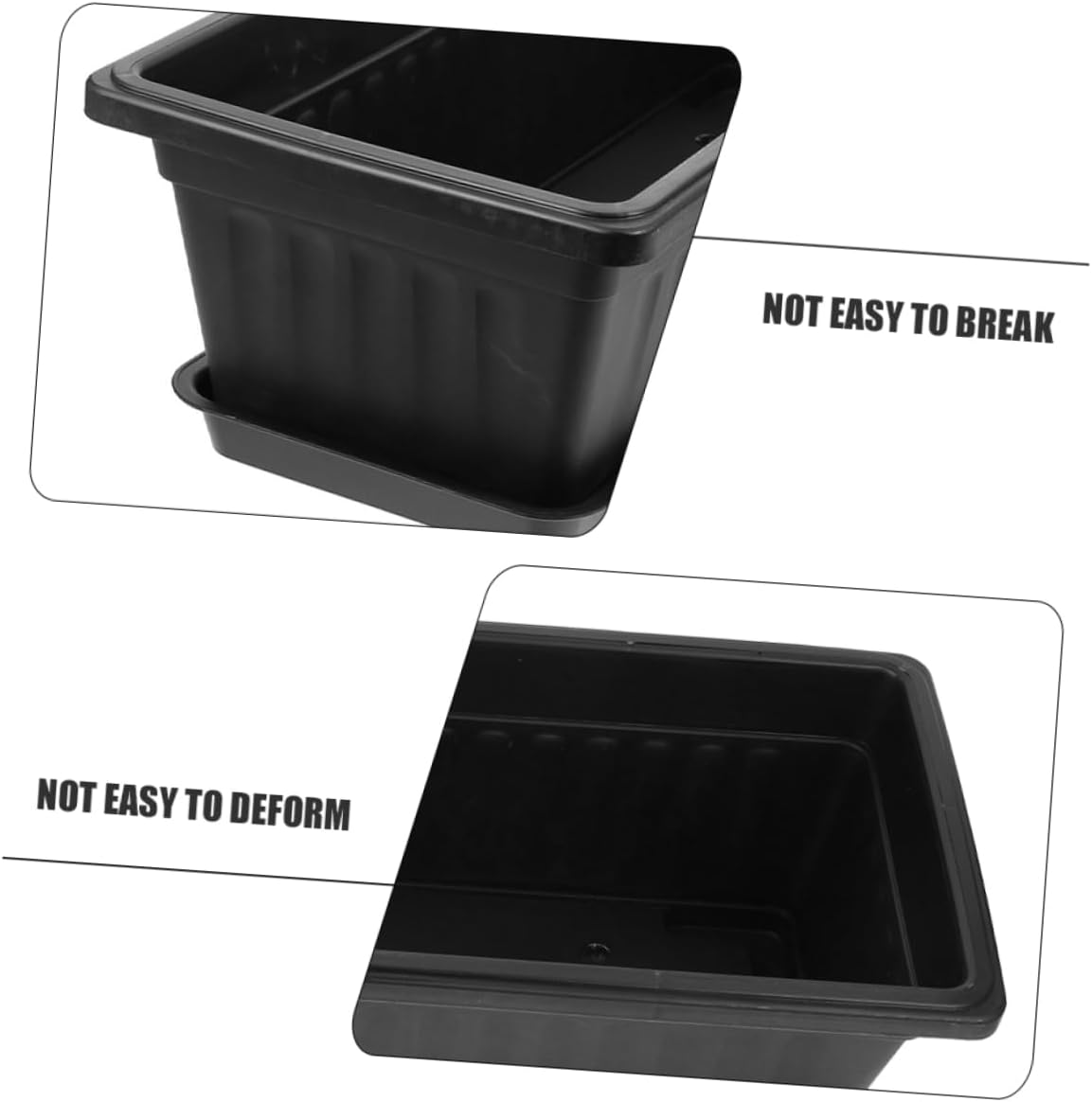 Yardwe 3 Sets Plastic Flower Pot with Tray Home Herb Planter Indoor Patio Indoor Plant Pot White Rectangular Extra Large Plant Pots Outdoor Planter Boxes Pots Windowsill Pot Pp Black