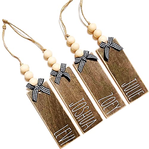 Wood Stocking Name Tags, Personalized Stocking Tags, Farmhouse Christmas Stocking Tag, White And Black Buffalo Check #TOP5