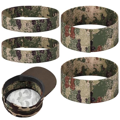 Funnysoft 4 Pack Camouflage Cap Shaper Inserts, Narrow & Wide Hat Braces for Flat Top Caps, Breathable Reusable Canvas Hat Inserts for Military Style Caps, Fishing Hats, Daily Wear