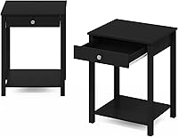 Vista 22 de Furinno Classic - Mesa auxiliar con cajón, paquete de 2 unidades, roble rústico