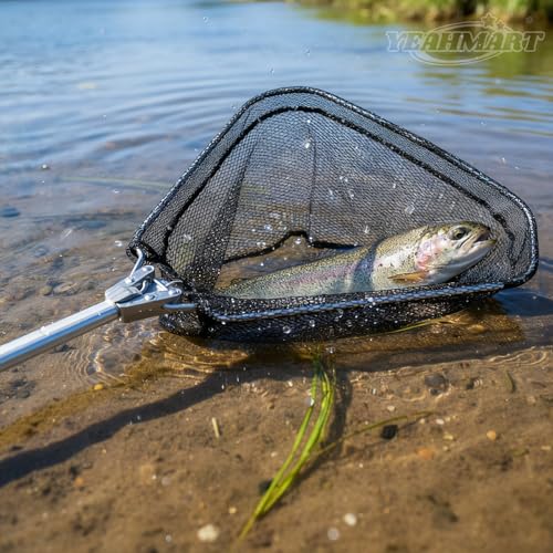 Yeahmart Red de Pesca con Mango Telescópico de Aluminio, Malla de Nylon Plegable para Agua Dulce y Salada, Equipo de Pesca Portátil para Niños, Hombres y Mujeres, Extensible de 21 a 75 Pulgadas miniatura 6