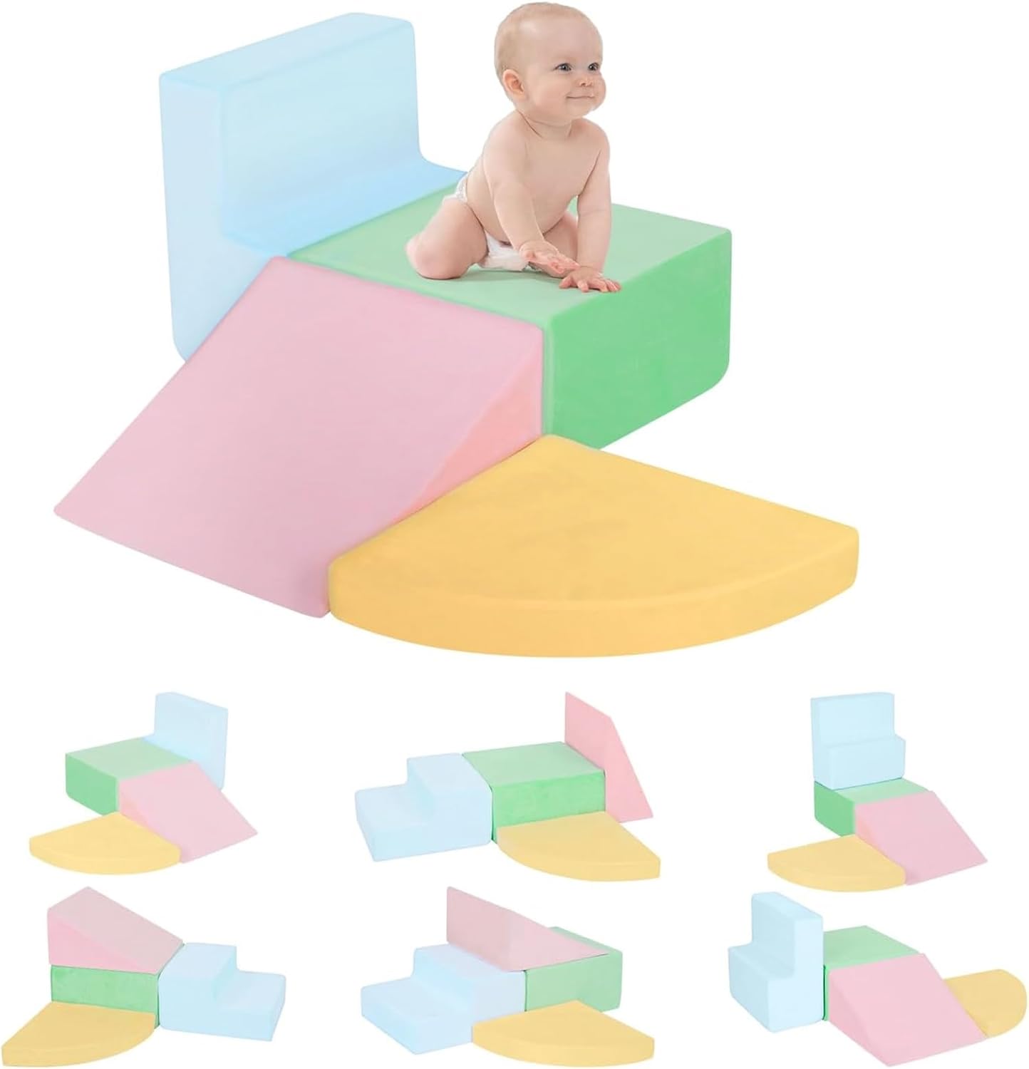 Climbing Toys for Toddlers 1-3 Inside, Baby Foam Climbing Blocks for Toddlers, 4-Piece Soft Play Climbing Blocks, Indoor Climb Crawl Activity Play Set, Birthday Gift