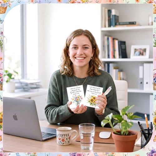 Image of Mooliwe 48 Pcs Positive Affirmation Gift Set Gratitude Notebooks with Pens Small Bags Motivational Encouragement Notepads Daily Affirmations Journal for Women Stress Relief Self Care (Christian)