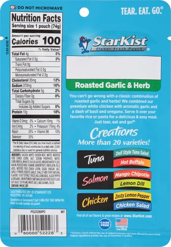 Image of StarKist Chicken Creations, Roasted Garlic & Herb, 2.6 oz Pouch (Pack of 2)