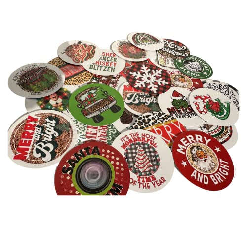 Christmas Freshie Round Cardstock 3" Inches | 32 Pk | Mixed Holiday Card Stock Cut Out Circles Supplies For Scented Aroma Beads Circle Molds Car Candle Random #TOP3