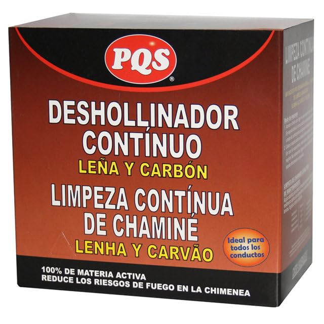 PQS - Deshollinador de Mantenimiento Continuo Leña y Cardón - Caja 14 Bolsas x 70 g – Dosificación Química Precisa - Para Chimeneas, Calderas y Estufas