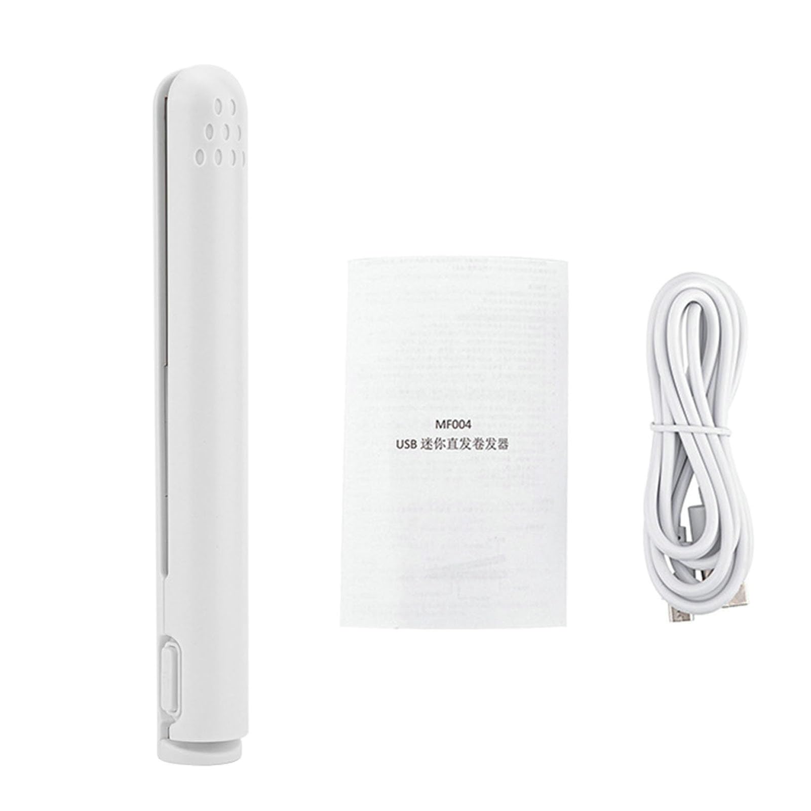 Mini Curling Iron Portable Rechargeable USB Hair Straightener Dual-Use Hair Curler Straightener for Women Styling White