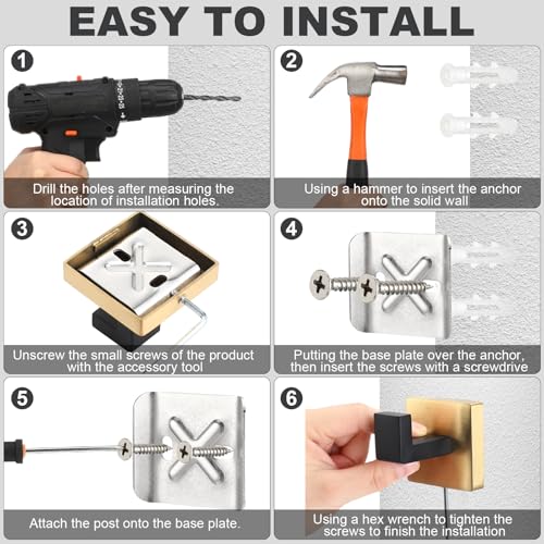 Image of 10 Pcs Bathroom Accessories Set, 24 Inch Bathroom Hardware Set, Stainless Steel Bath Towel Bar, Towel Racks, Robe Hook, Toilet Paper Holder with Phone Shelf Wall Mounted for Gifts (Black Gold)
