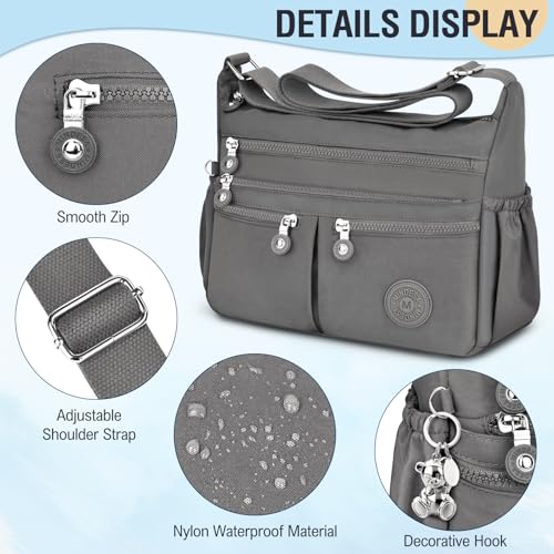 Image of Nylon Crossbody Bags for Women Waterproof Lightweight Large Travel Purses Multi-Pocket Pocketbooks Shoulder Bag