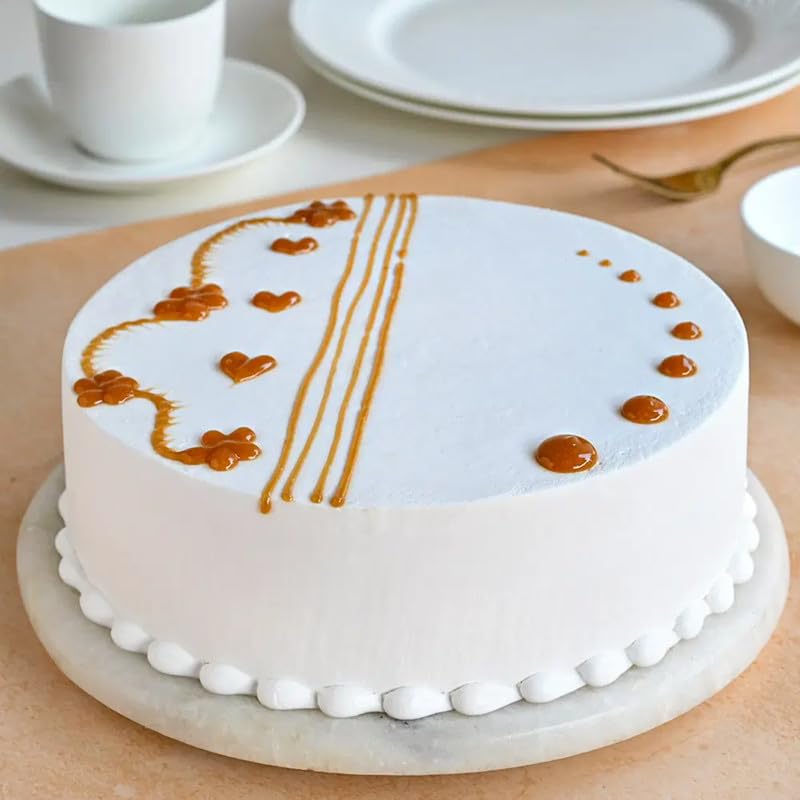 Bakingo Delicious Silky Smooth Fresh Classic Vanilla Caramel Eggless Cake For Birthday Cake, Anniversary Cake, Valentine's Day Cake, Mother's Day Cake (Same Day Delivery) (1Kg)-image-21