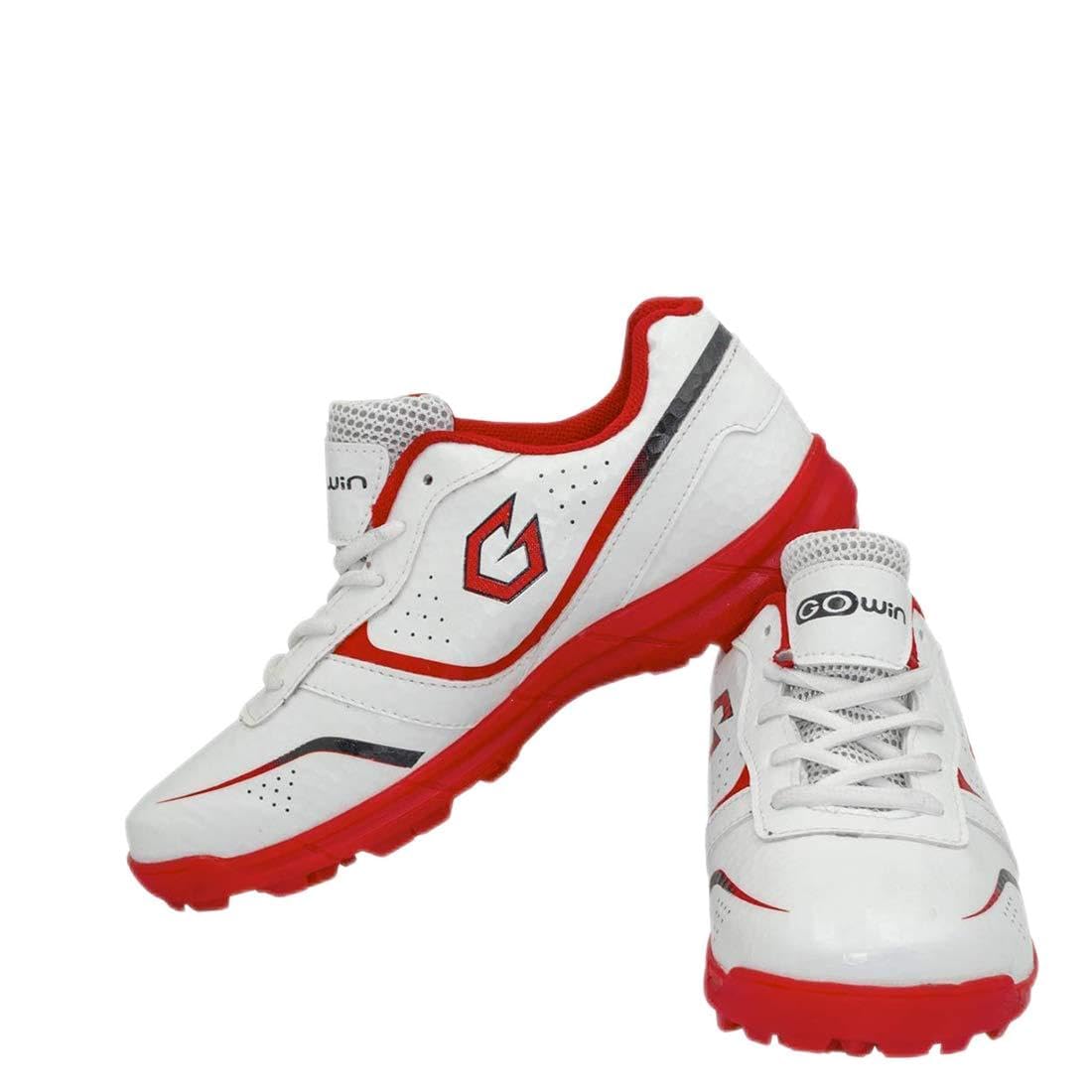 Academy White/Red Cricket Shoes Size-4 with TR-888-R Cricket Leather Ball Alum Tanned Red-image-42