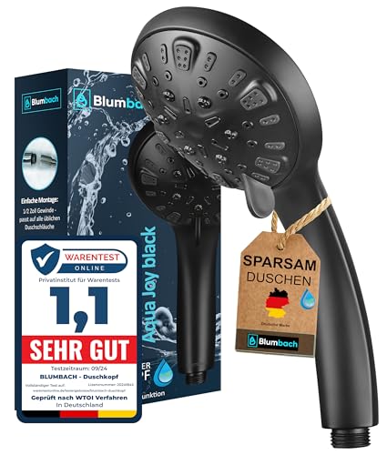 BLUMBACH Duschkopf schwarz Aqua Joy Premium Shower Head mit 8 Strahlarten