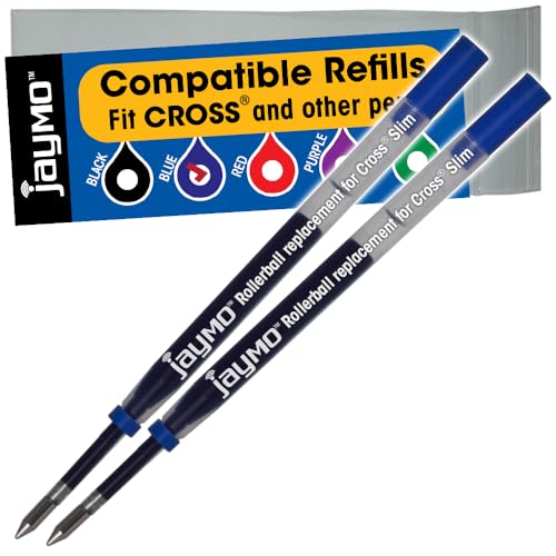 Jaymo Vervanging voor Cross Slim 8910-2 - Maatregelen 4 in/102 mm Lang - Gel Rolling Ball Pen Refill - 2 Blauw