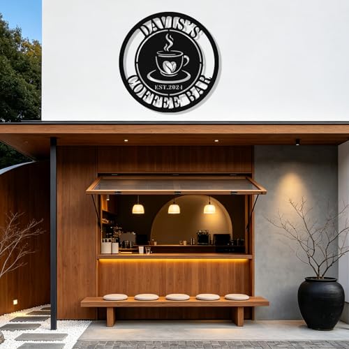 Image of Personalized Coffee Bar Metal Sign, Custom Coffee Signs, Custom Coffee Name Signs for Cafe Station, Coffee Wall Art Decor for Kitchen, Cafe Shop Decor, Cafe Lover Gift