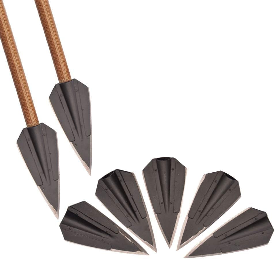 Archery 2 Blades Hunting Broadheads Traditional Broadheads Glue On OD 8mm Bamboo Wood Arrow Shaft DIY Arrow 12/24 Pieces