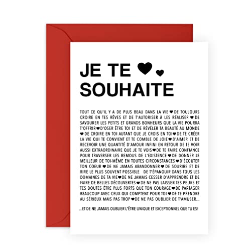 Central 23 Carte d'anniversaire douce pour femme - JE TE SOUHAITE - Carte de voeux pour homme - Cadeau d'anniversaire pour ami - Pour la Saint Valentin -...