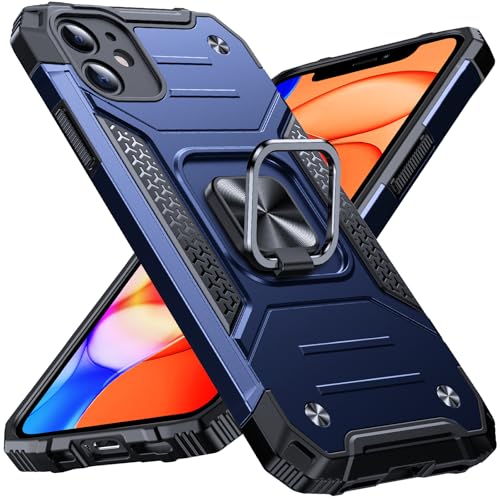Image of Anqrp Heavy Duty Case for iPhone 11 Case with Enhanced Ring Holder Grip Stand, Military Grade Shockproof Rugged Drop Protective Silicone Hard Slim iPhone 11 Phone Case Cover,Vivid Blue