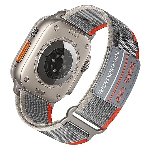 Trail Loop für Apple Watch Armband Ultra/2 49mm 45mm 44mm 42mm 40mm 41mm 38mm iWatch Armbänder Damen/Herren, Nylon Sport Klettverschluss Band für Apple Band SE/2nd Series 9 8 7 6 5 4 3 2,Grau Rot L
