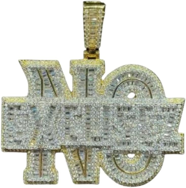 Iced Out Diamond No Excusez Letter Pendant Initial Any Custom Letter Number Luxurious Pendant 14K Gold Plated Gorgeous Birthday Boys Charm Pendant 925 Sterling Silver Handmade Bling Jewelry