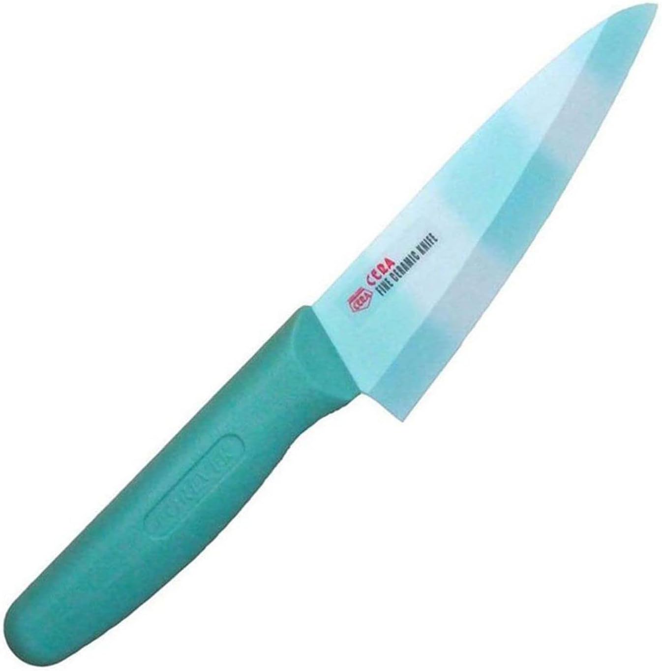 Ceramic Santoku Knife 5.5 inches (14 cm) Green Shimmer Blade White Handle