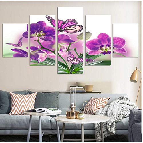 Art décoratif à la maison peinture sur toile fleur papillon salon moderne
