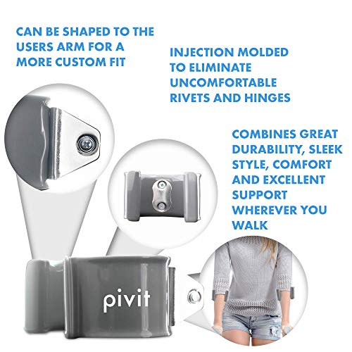 Pivit Forearm Crutch Replacement Cuffs (Pair) | Lightweight Arm Cuff Accessories for Crutches | Adjustable, Ergonomic, Heavy Duty for Standard and Tall Adults | Vinyl-Coated Contoured & Comfortable