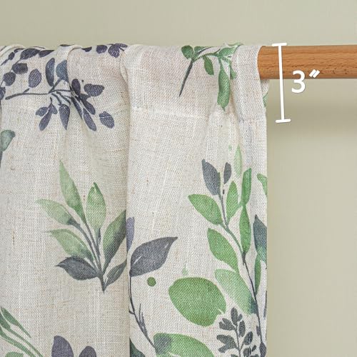 Image of MYSKY HOME Linen Tier Patterned Curtains Over Sink 36 Inch Long Set of 2 Light Filtering Privacy Half Window Curtains with Rod Pocket for Kitchen, Cabinet, Basement, Camper, Green, 30 inch W Each Panel