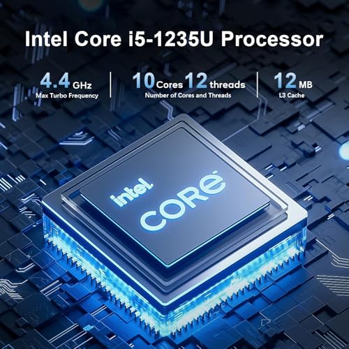 Image of Beelink EQI12 Mini PC,Intel 12th Gen Core i5-1235U (10C /12T,up to 4.4GHz),Mini Computer with 32GB DDR4 RAM 500GB M.2 2280 PCle 4.0x4 SSD,4K Dual Screen Display /Dual LAN /USB3.0 /WiFi6 /BT5.2