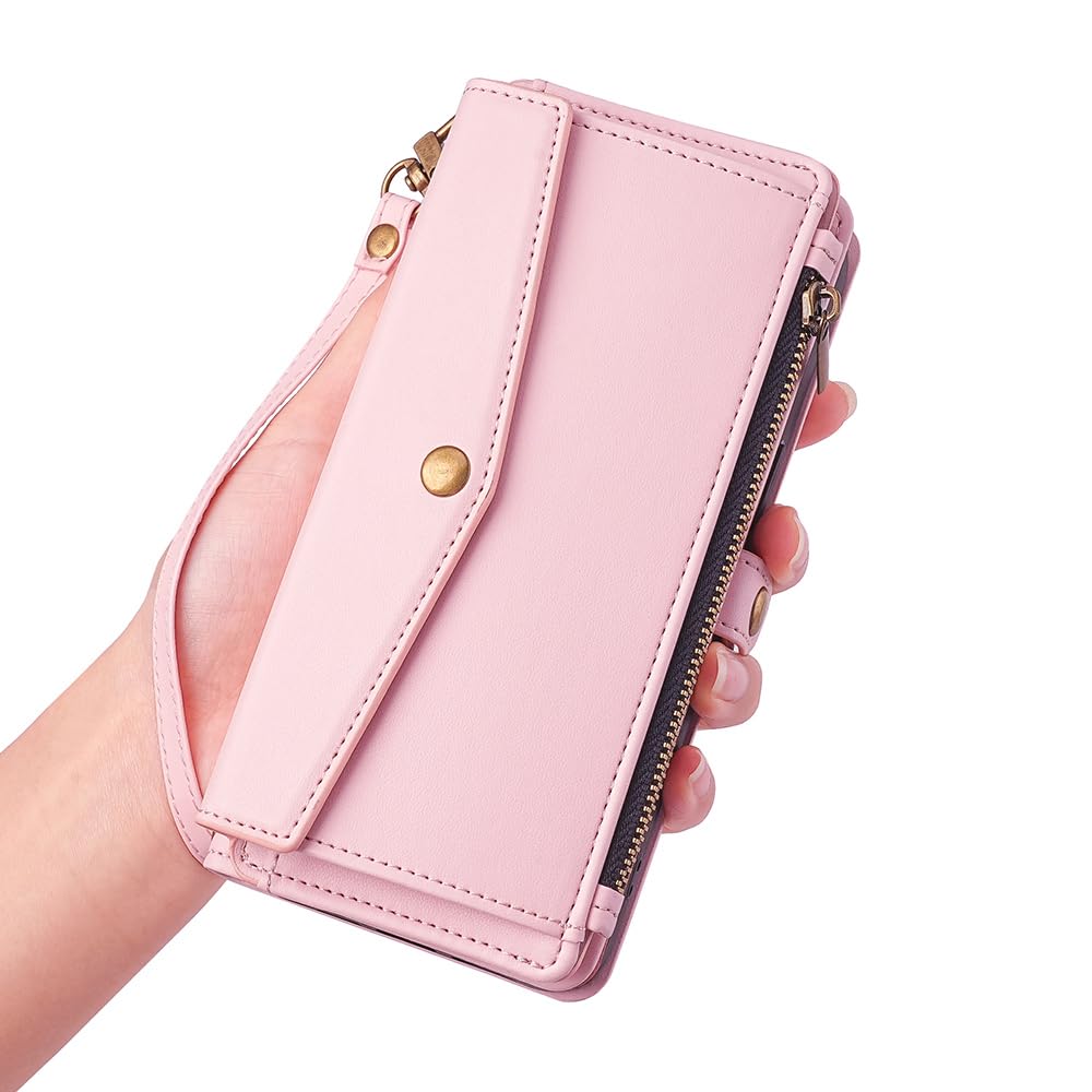 BELLA BEAR Etui Realme GT Neo 6 SE 5G [6 przegródek na karty] [boczna kieszeń z zamkiem błyskawicznym] [otwór na zdjęcia] [regulowany pasek na ramię] [podpórka] etui portfelowe do Realme GT Neo 6 SE