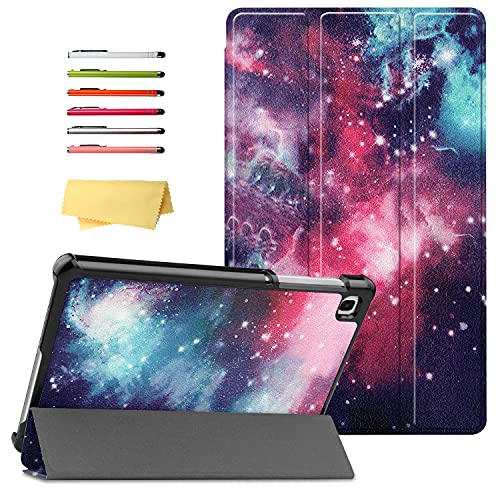 UUcovers for Samsung Galaxy Tab A7 Lite 8.7 inch Case 2021 SM-T220/T225/T227, Trifold Ultra Thin Cover with Multi-Angle Viewing Stand Shockproof PU Leather Hard Back Lightweight Shell, Purple Galaxy