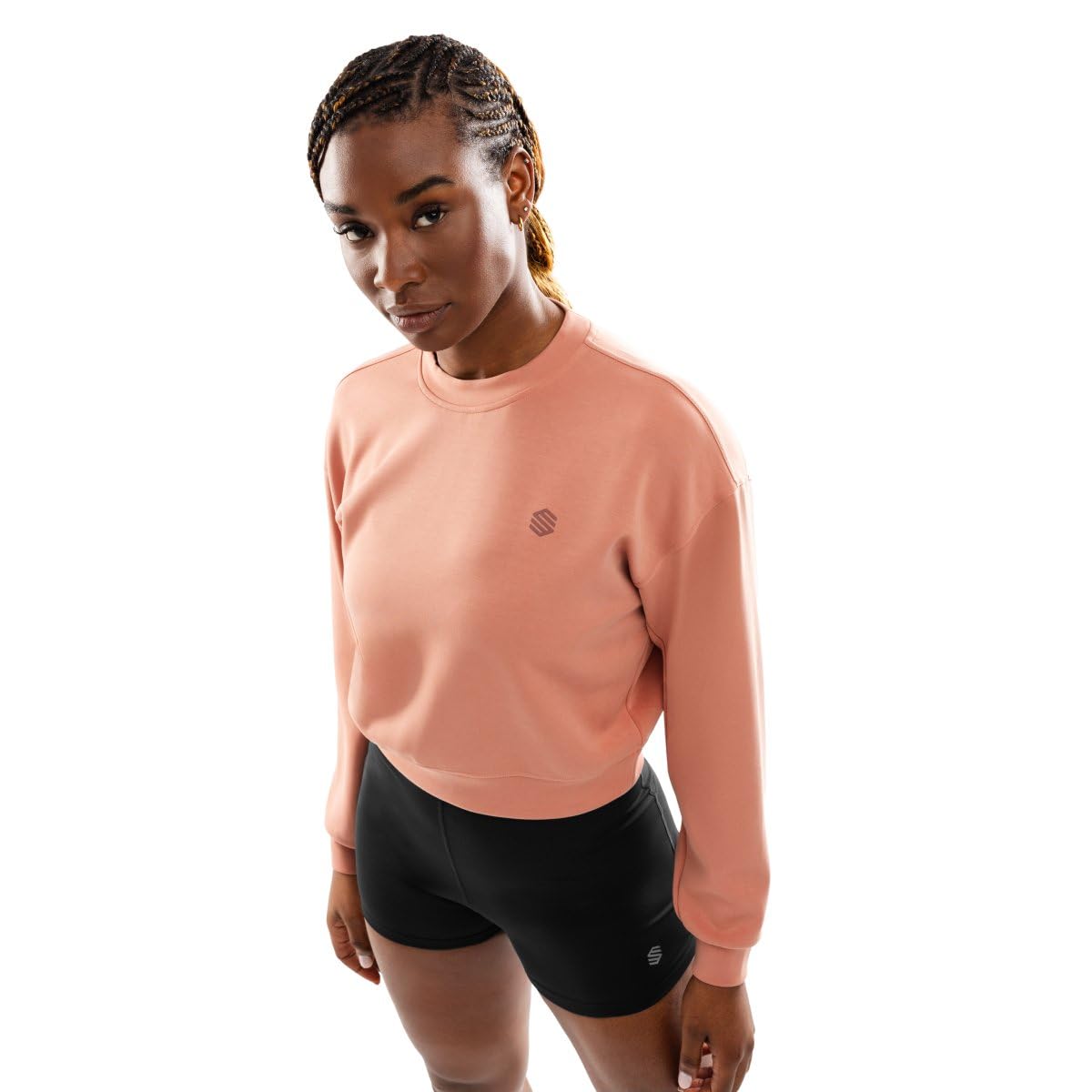 SIROKO Bluza z kapturem Crop Fitness Pinnacle Coral