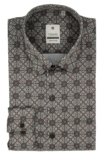 Image of 7-DAYS Men's Premium Formal Printed Shirt - 100% Cotton, Regular Fit, Full Sleeves, with Pocket - Stylish for Special Occasions.