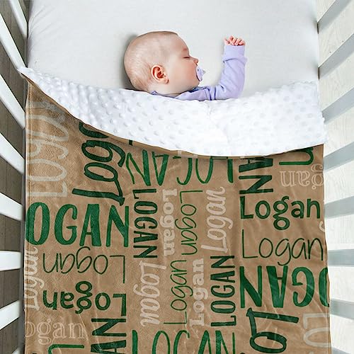 Image of Custom Baby Blanket - Personalized Names Design - Soft Plush Blanket with Double Layer Dotted Backing for Boys Girls Color20(47x60 inches)