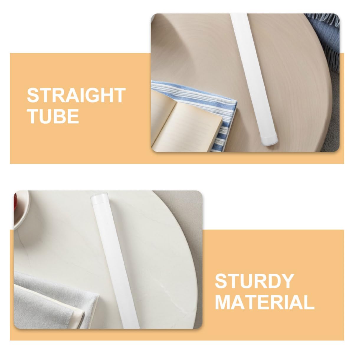 Zestaw 4 Tubi di Stoccaggio Rotondi in Plastica PE 31 cm Lunghezza 5 cm Diametro con Coperchio