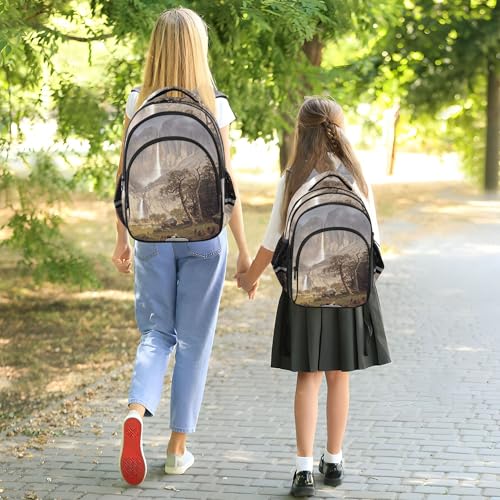 Joisal Scenery Print Albert Bierstadt Yosemite Fall Kids Backpacks for Girls Student Travel Back to School Bags Cute Dinosaur Book Bags Elementary School Boys Backpacks Cool Medium2