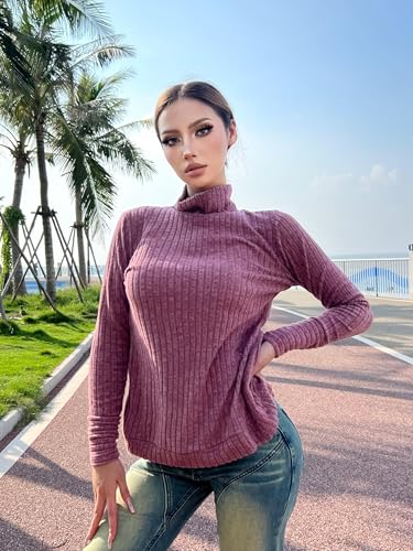 Image of 2024 Fall Winter 3 Pieces Pulllover Sweaters for Women - Lightweight High Neck Casual Tunic Basic Tops Red