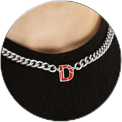 Basketball Necklaces for Boys Stainless Steel Initial Necklace with Letter A-Z 6.5mm Cuban Chain Adjustable Gifts for Men Boys 16+2 Inches