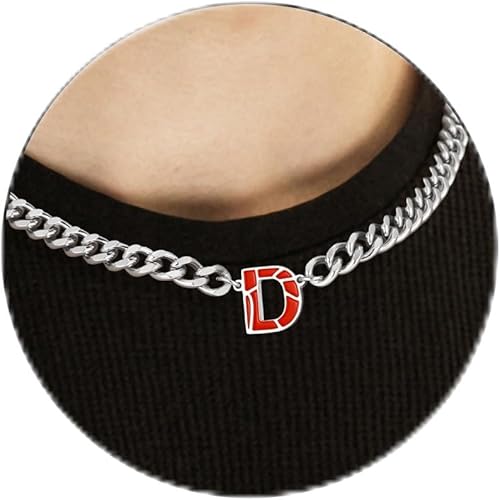 Basketball Necklaces for Boys Stainless Steel Initial Necklace with Letter A-Z 6.5mm Cuban Chain Adjustable Gifts for Men Boys 16+2 Inches