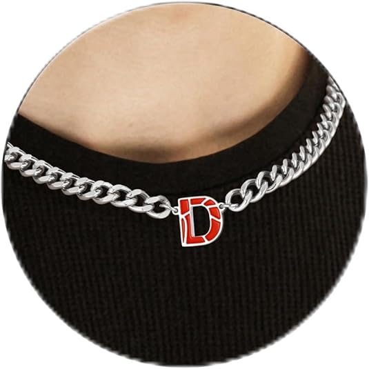 Basketball Necklaces for Boys Stainless Steel Initial Necklace with Letter A-Z 6.5mm Cuban Chain Adjustable Gifts for Men Boys 16+2 Inches