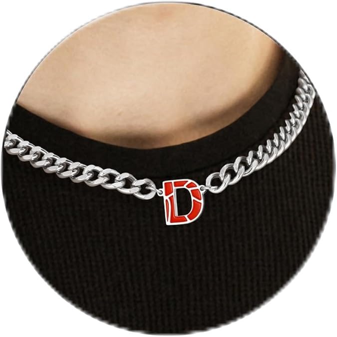 Basketball Necklaces for Boys Stainless Steel Initial Necklace with Letter A-Z 6.5mm Cuban Chain Adjustable Gifts for Men Boys 16+2 Inches