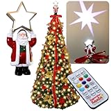 Superstar Santa Pop-Up Signature Series Christmas Tree, 7FT, Pre-Lit w/300 LED Lights, AS SEEN ON TV, Santa Projects North Star, Opens Instantly, Fully Decorated, 7 Colors, 32 Modes w/Remote