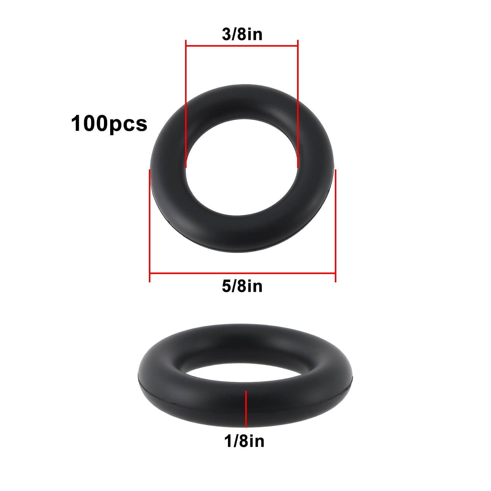 Briny River 100pcs O-Ring 3/8 ID x 5/8 OD x 1/8inch Suitable for Various Fluids and Hydrocarbons - Image 3