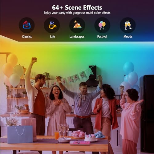 Image of DAYBETTER RGB Smart IC COB LED Strip Lights, High Density Uniform LED Lights with Built-in IC Chips, App-Control, Flexible Dream Color COB Lights with 24V Adapter for Bedroom, Holiday Decor, 32.8ft