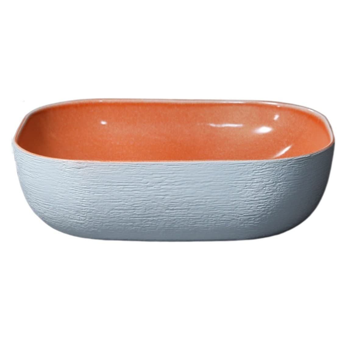 WOTZOV Vessel Sink Vessel Vanity Sink Rectangle Ceramic Vessel Sink 19.3"X15.4" Modern Bright Colors Bathroom Vessel Sink Above Counter Lavatory Vanity Vessel Sink,Orange,Gold