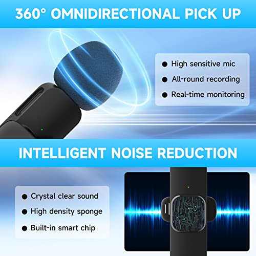 Pqrqp Wireless Microphone For Iphone Ipad, Wireless Clip Mic, Wireless Lavalier Microphone, Wireless Microphones, Plug-Play Microphone For Iphone Video Recording, Live Stream, Youtube, Tiktok #TOP5
