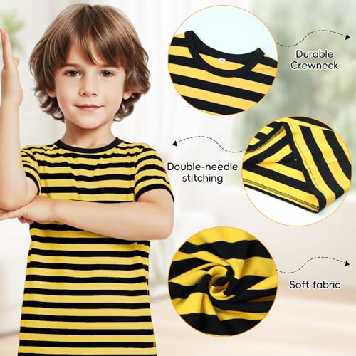 Image of Kids Striped T-Shirt,Short Sleeve,Crew Neck,Boy Girls Summer Tee Top Halloween Costumes 3-12 Years