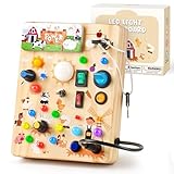 LED Busy Board for Toddlers 1-3,Montessori Toy with Key Switch, Light Up Wood Activity Sensory Board for Fine Motor Skills, Educational Travel Toy Gift for 1 2 3 Year Old Boys Girl（Farm Theme）