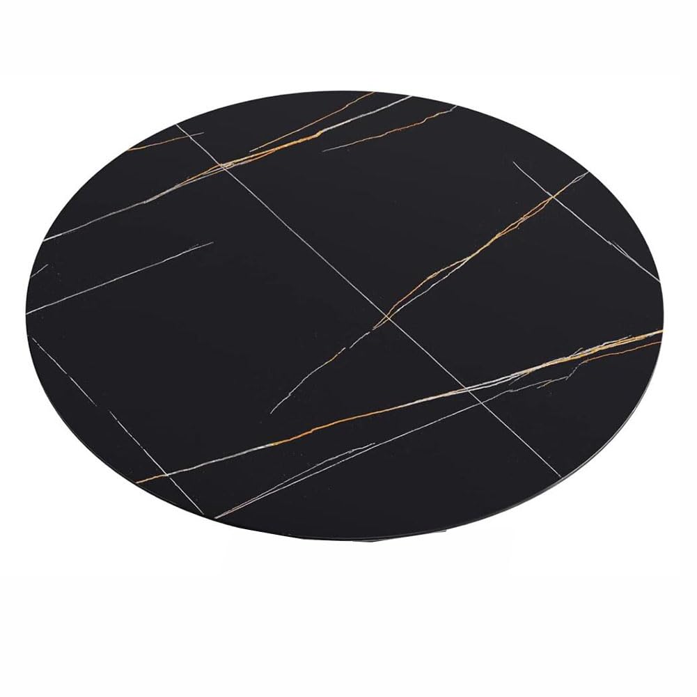 Ronde eettafel met marmerlook - 110 x 110 x 74,6 cm - voor 2 tot 4 personen - MDF metaal - zwart goud