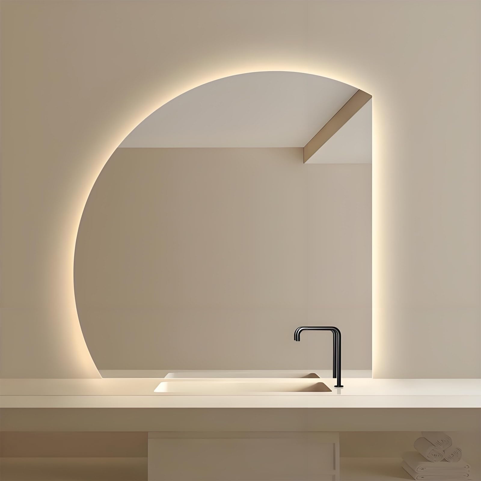 Specchio da Bagno Rotondo a LED da 70-100 cm, Intelligente e Senza Fili, Ideale per Camera da Letto, Soggiorno e corridoio - Illuminato per Il Trucco con Controllo Touch